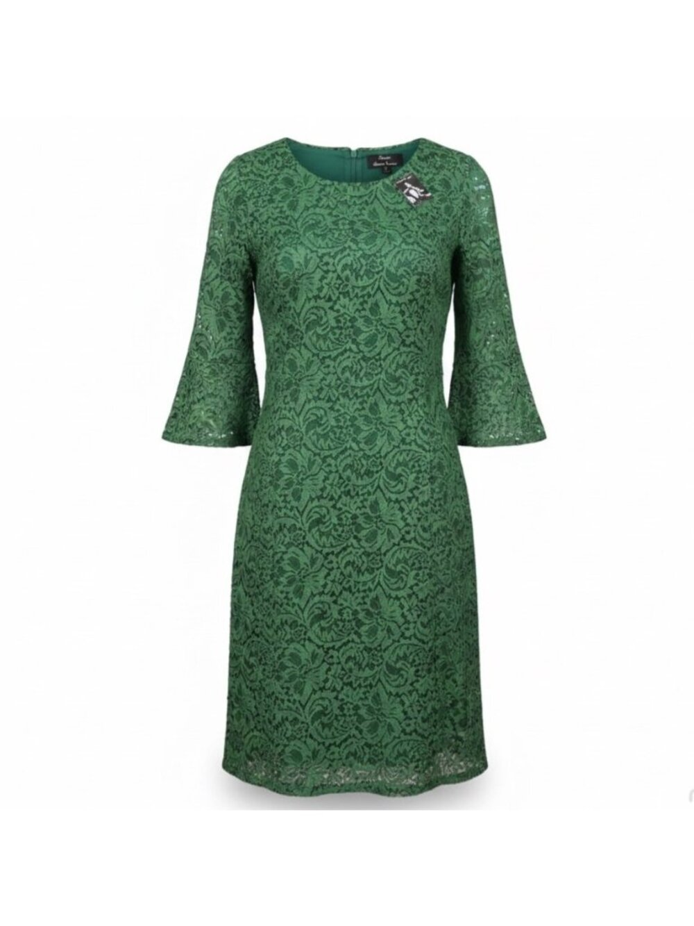 Dennis Basso Womens Green Lace Dress Half Bell Sleeves Size 16
